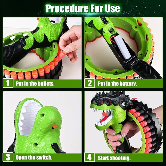 NEW Northlet Hand Ring Dinosaur Launcher Soft Foam Darts Automatic Rechargeable - Picture 11 of 11